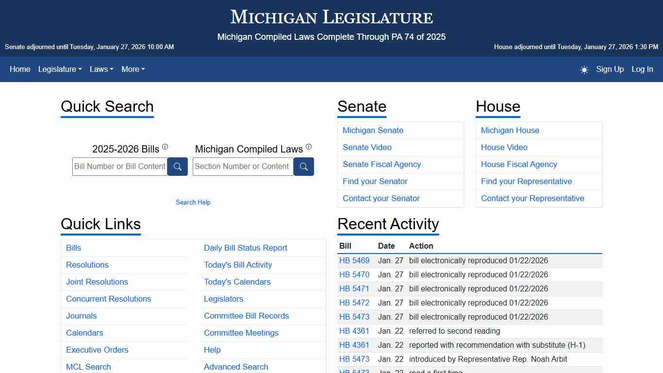 Home - Michigan Legislature